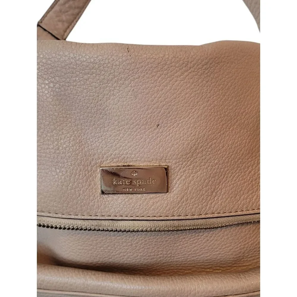 kate spade Leather Crossbody Bag in Nude Tan with Gold Hardware